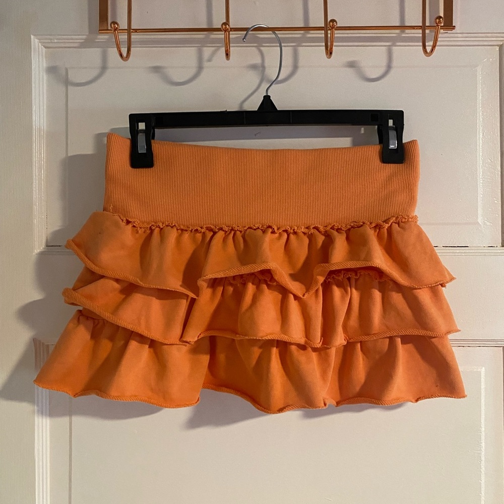 Edikted Orange Mini Bubble Skirt with Ruffled Layers for Casual Wear
